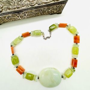 Vintage Jade Stone Statement Necklace